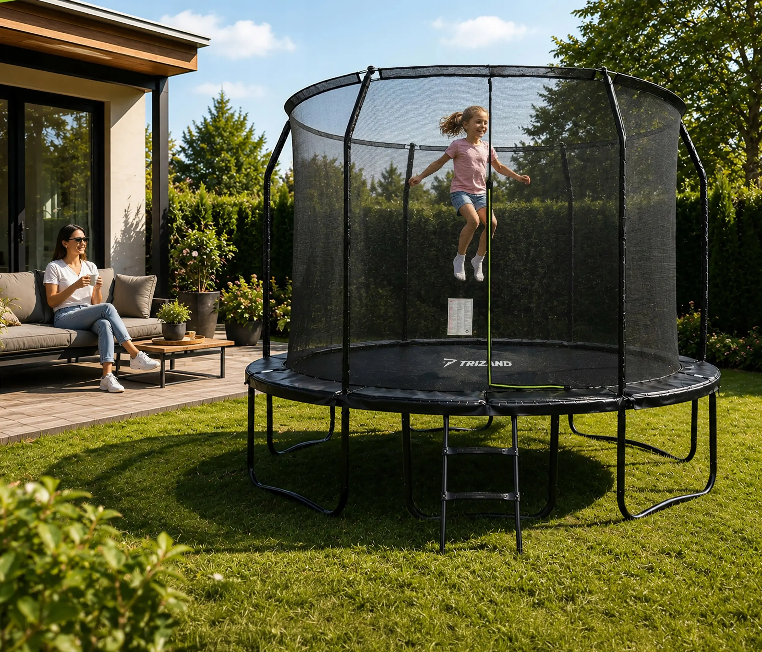 Батут с защитной сеткой Trizand Freestyle 366cm (Black) - 4