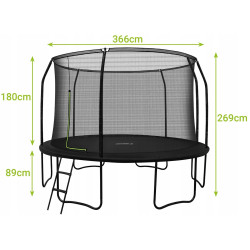 Батут с защитной сеткой Trizand Freestyle 366cm (Black) Thumb