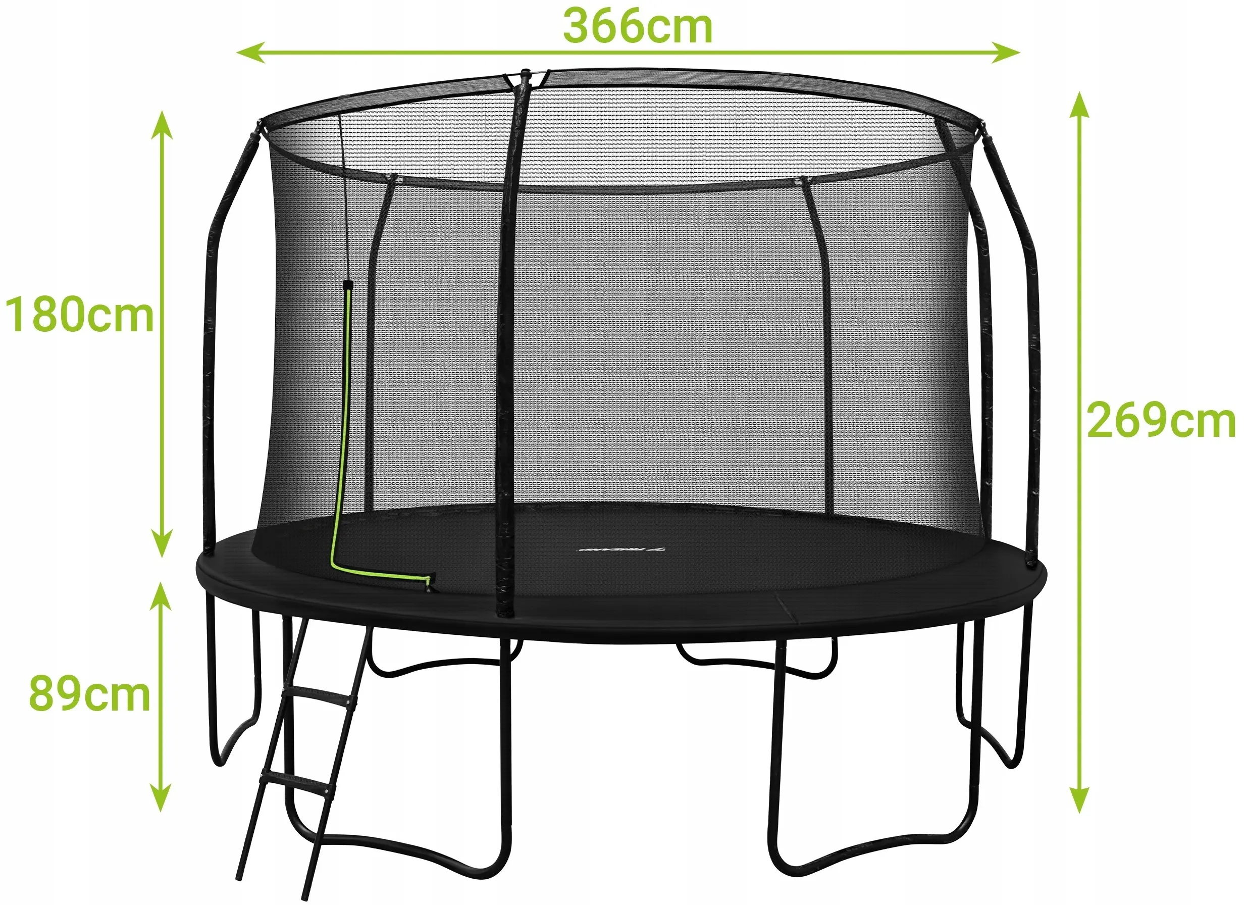 Батут с защитной сеткой Trizand Freestyle 366cm (Black) - 5