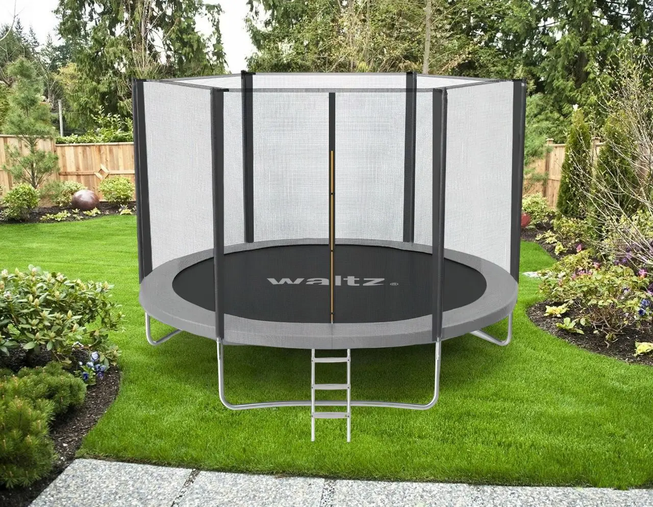 Батут с защитной сеткой Waltz PE TW-15007 182cm (Grey/Black) - 2
