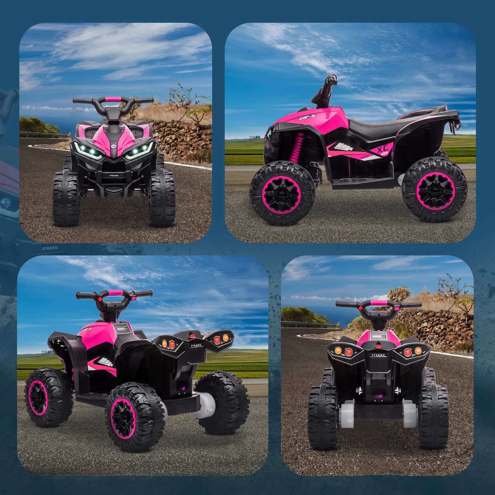 ATV electric pentru copii Homcom 370-235V90PK (Black/Pink) - 4