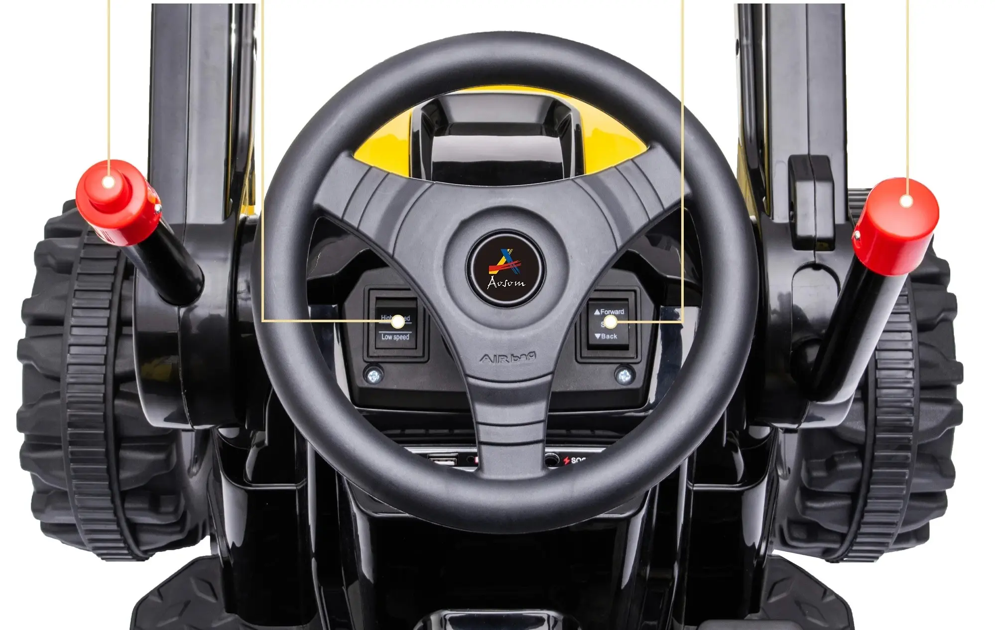 Buldozer electric HomCom Bulldozer 6V 370-167V90YL (Black/Yellow) - 6