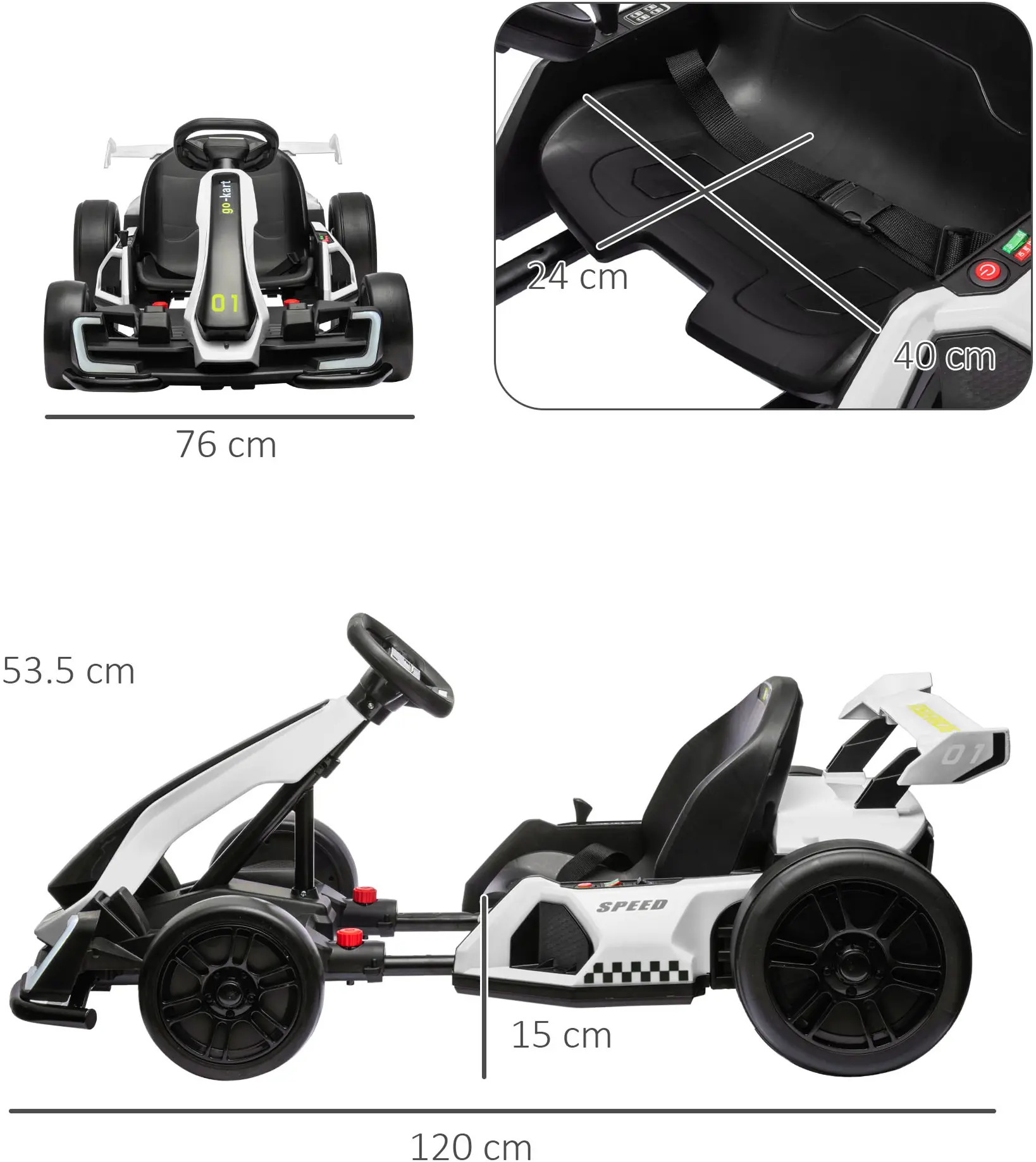 Электрокарт HomCom 370-287V90WT (White/Black) - 4