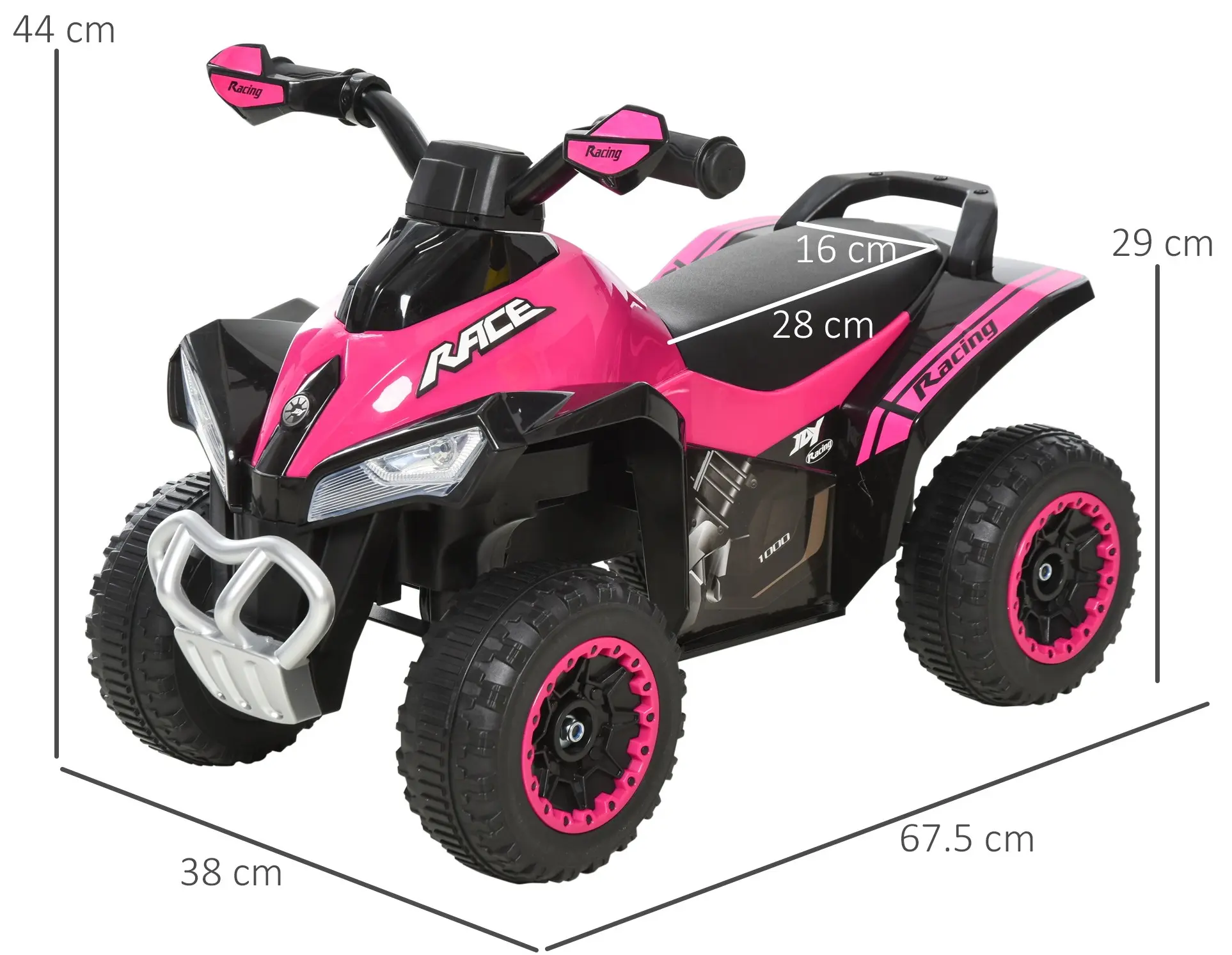 Электроквадроцикл Homcom 370-096PK (Pink/Black) - 6