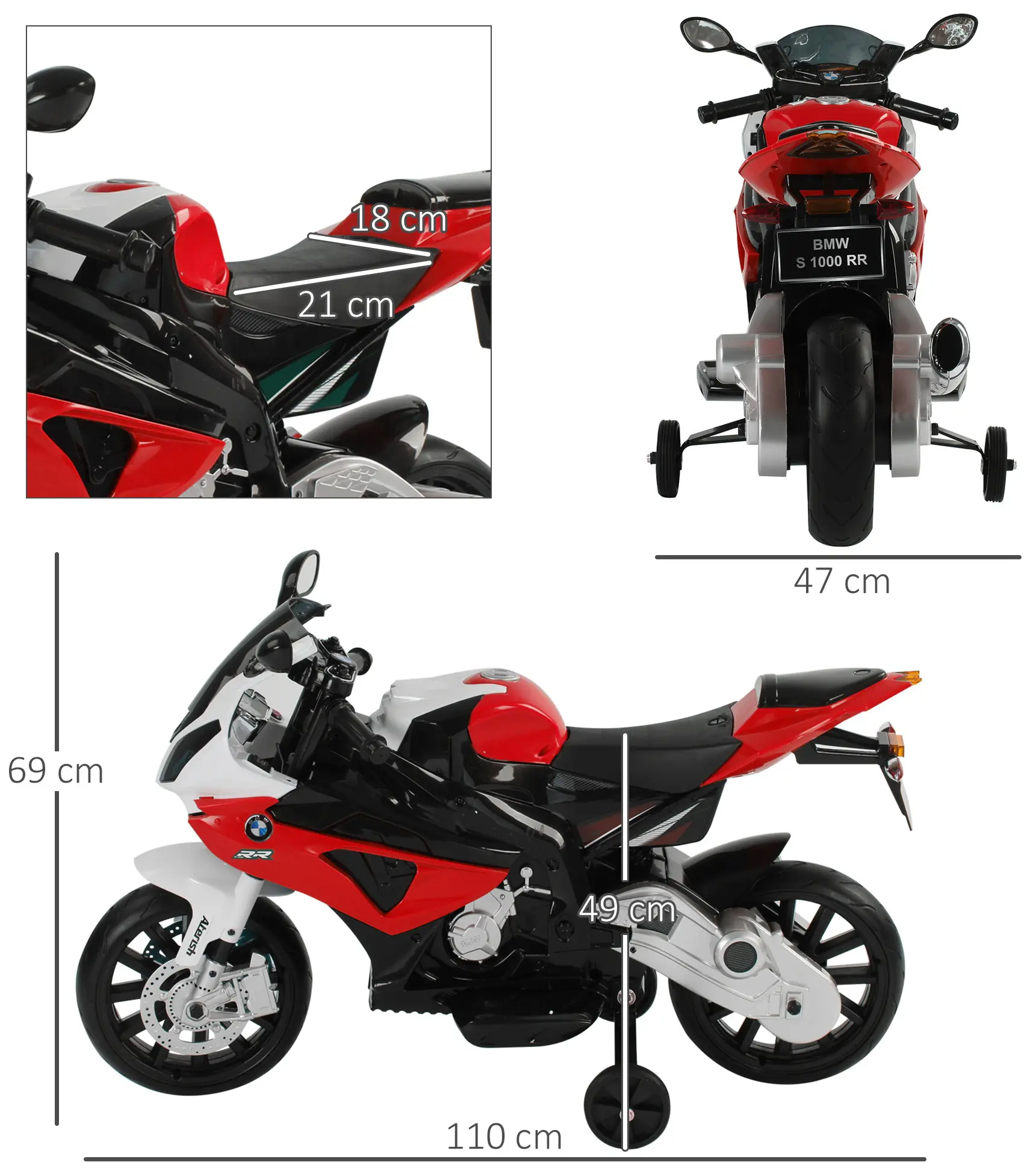 Электромотоцикл Homcom 301-007RD (Red/Black) - 5