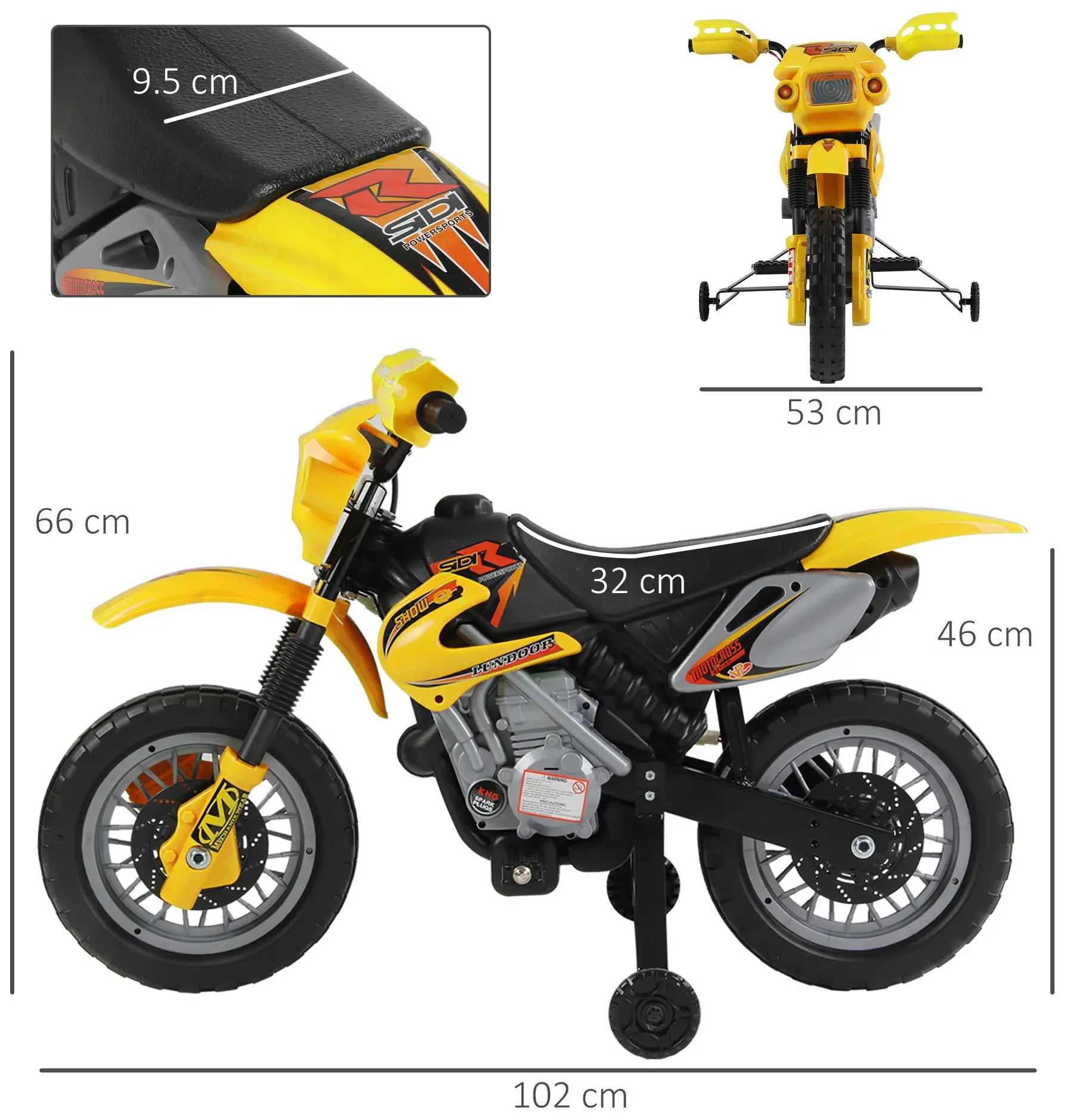 Motocicleta electrica Homcom 301-043YL (Yellow/Black) - 4
