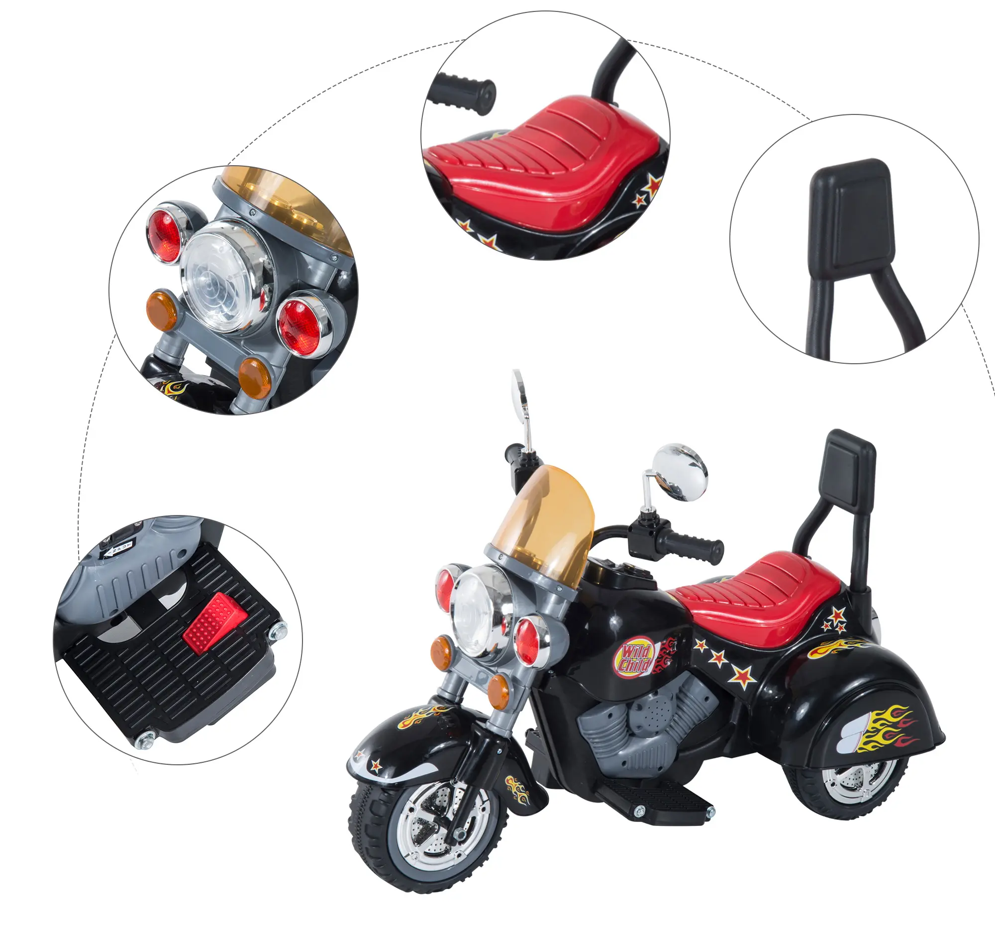 Электромотоцикл Homcom 370-009 (Black/Red) - 4