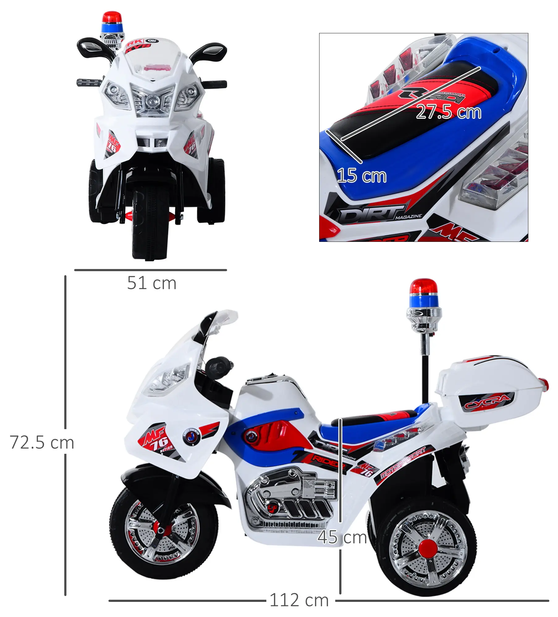 Электромотоцикл Homcom 370-014 (White) - 5