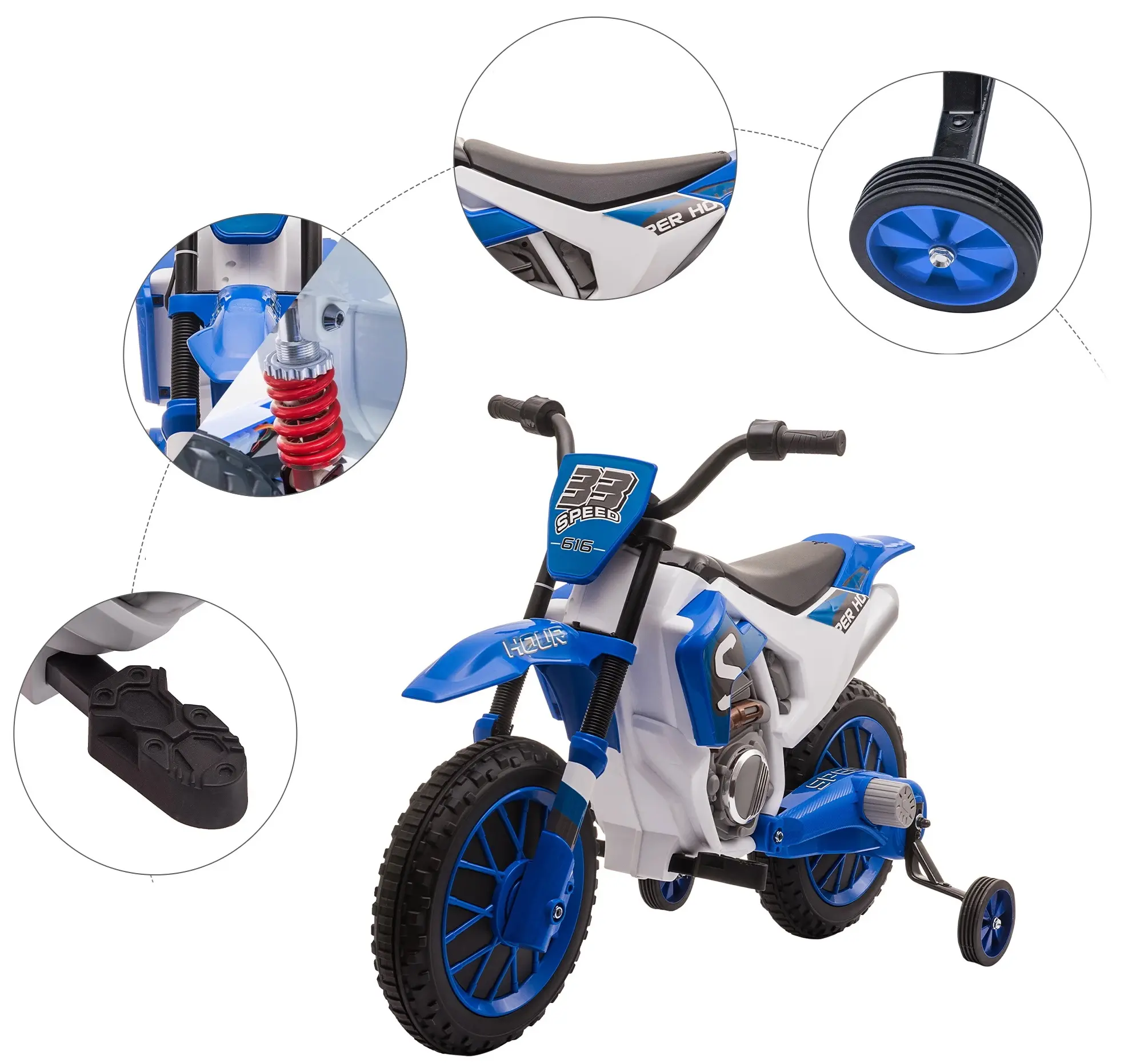 Motocicleta electrica Homcom 370-165V90BU (Blue/White) - 4