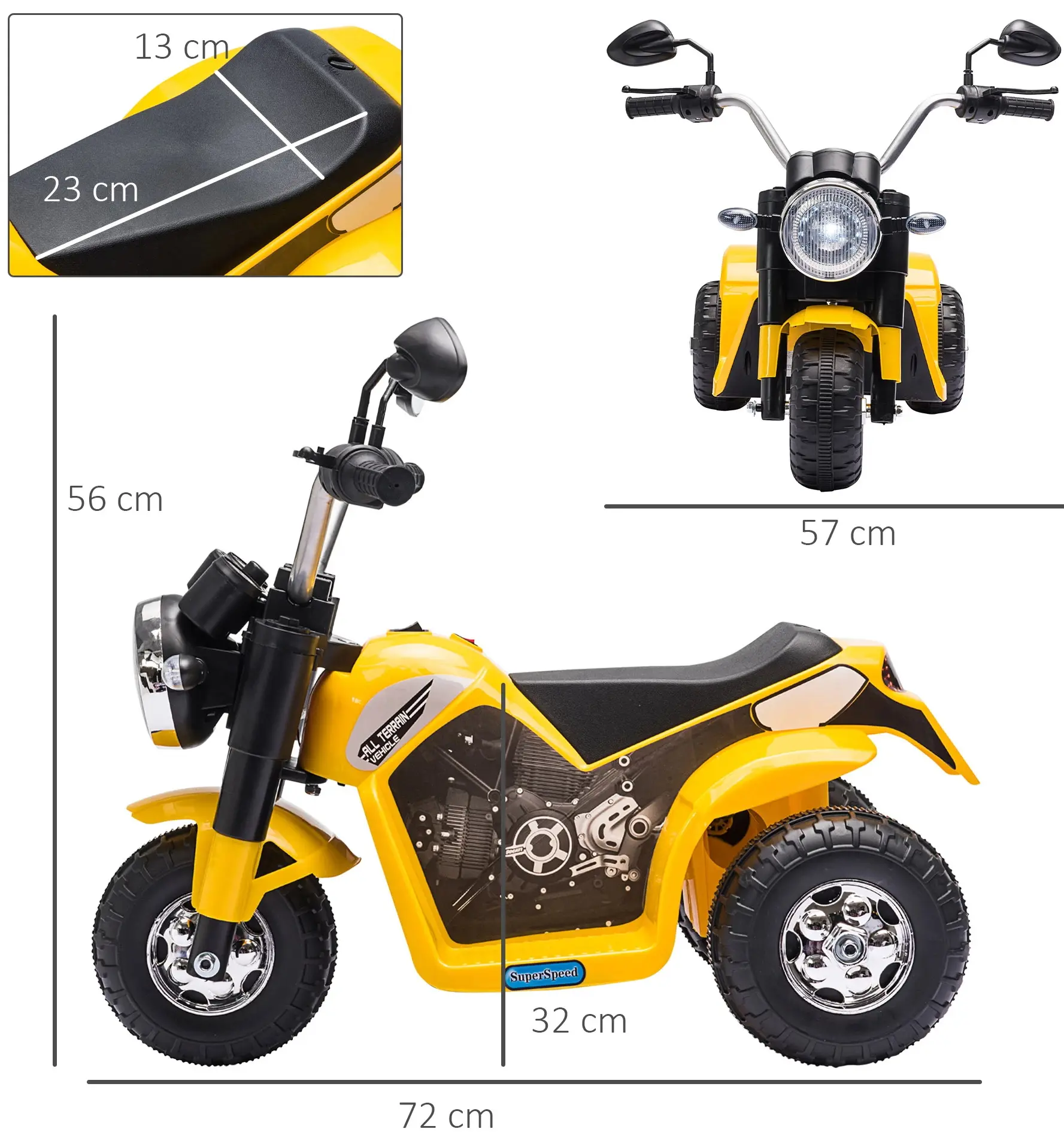 Motocicleta electrica Homcom 370-188V90YL (Yellow/Black) - 4