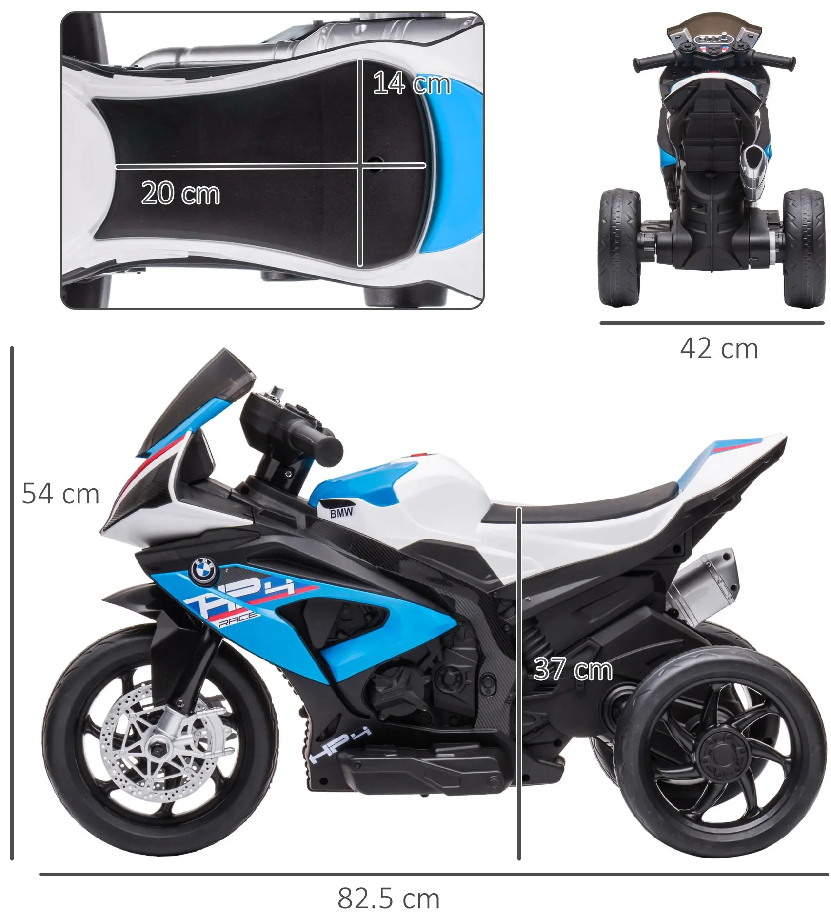 Электромотоцикл Homcom 370-211V90BU (Blue/White) - 5