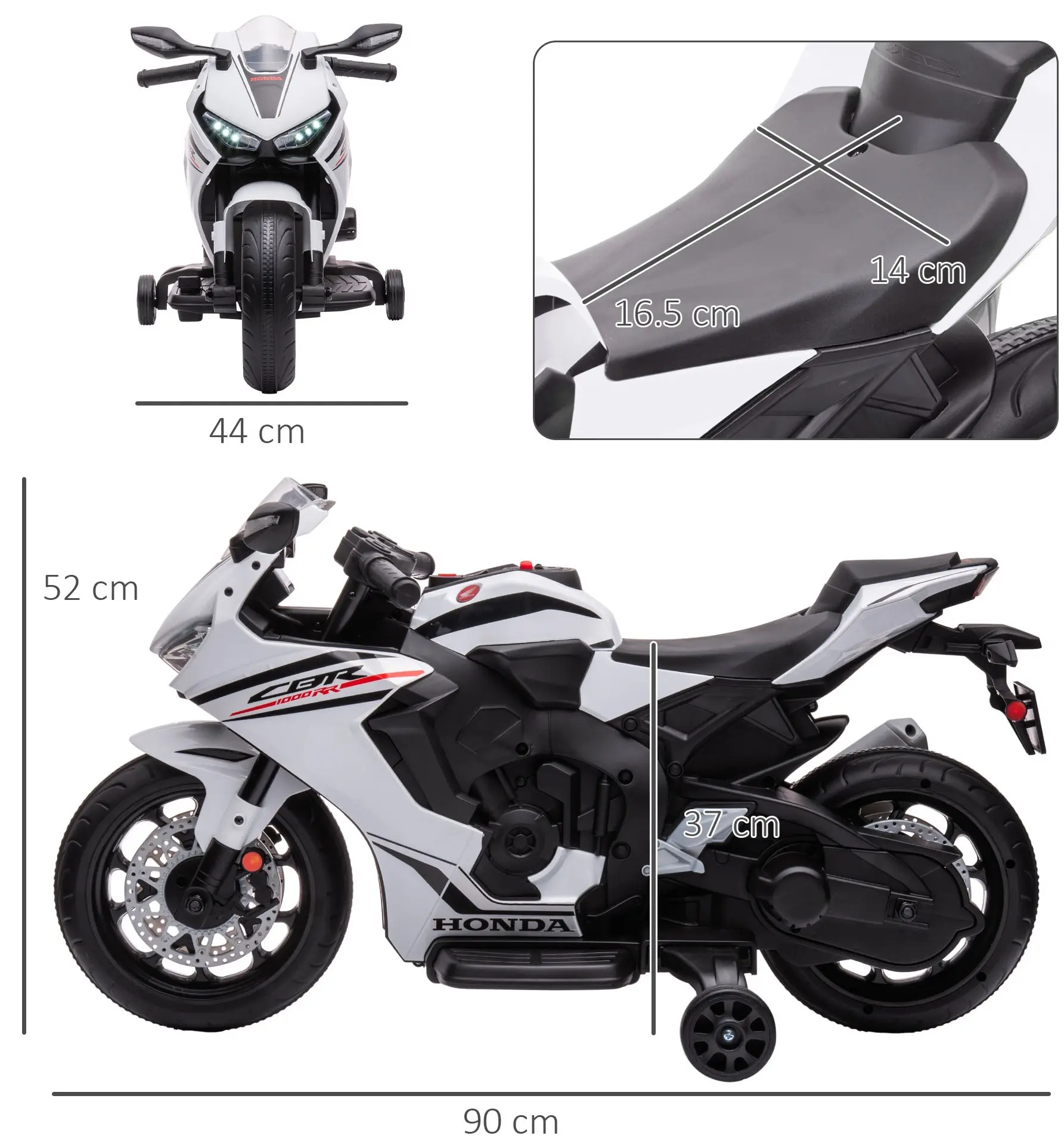 Motocicleta electrica Homcom 370-227V90WT (White/Black) - 4