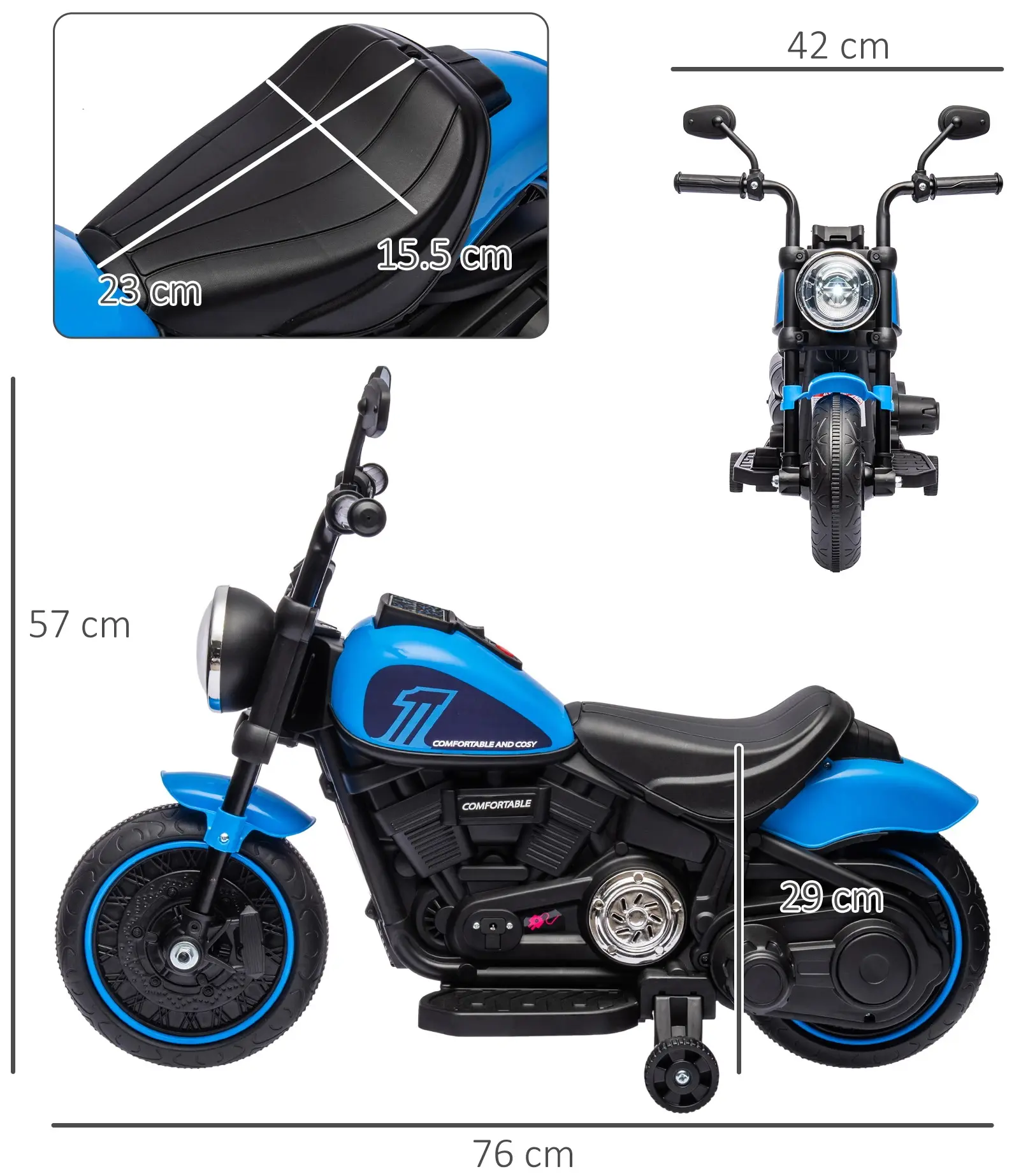 Motocicleta electrica Homcom 370-283V90BU (Blue/Black) - 6