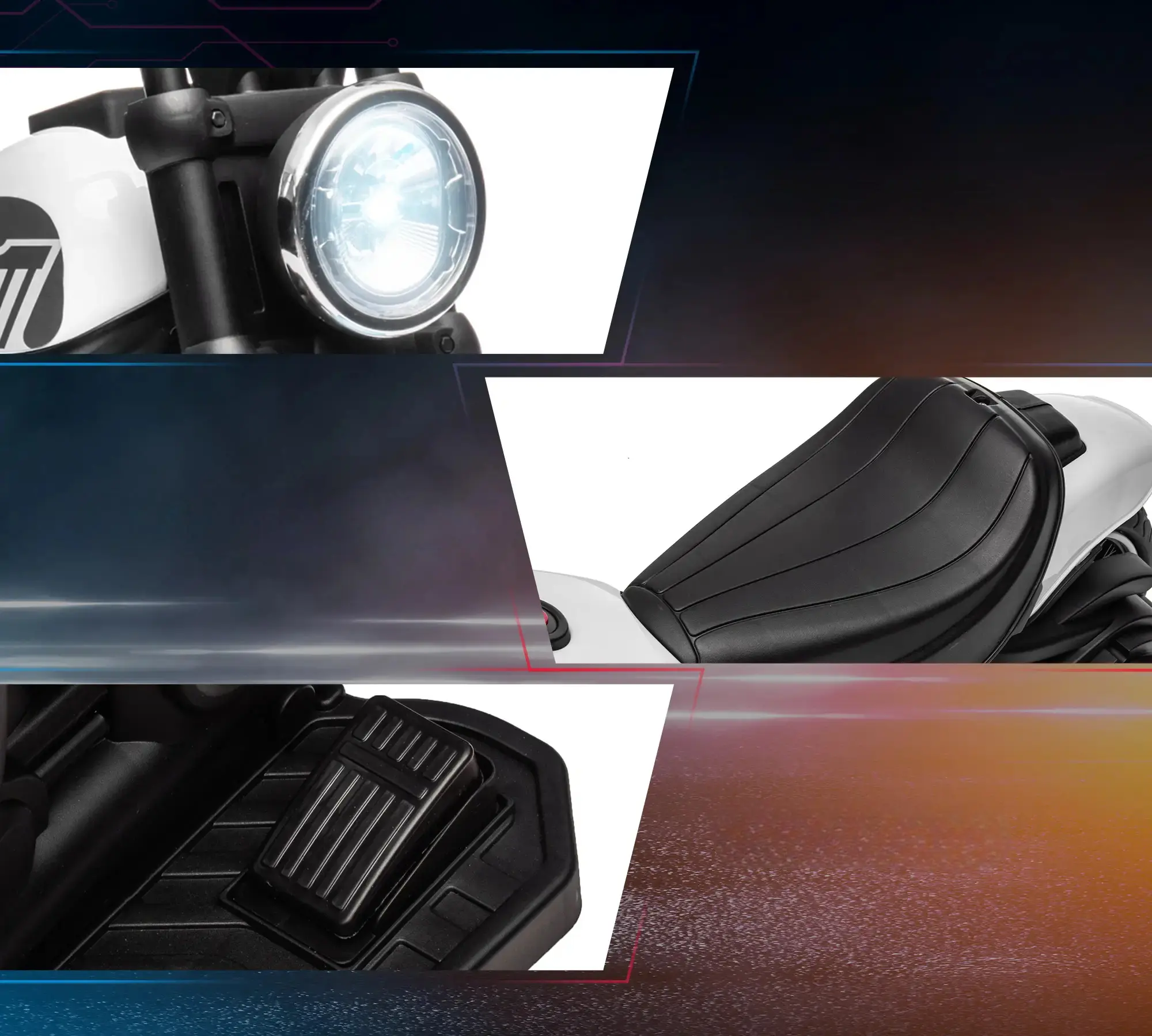 Электромотоцикл Homcom 370-283V90WT (White/Black) - 4