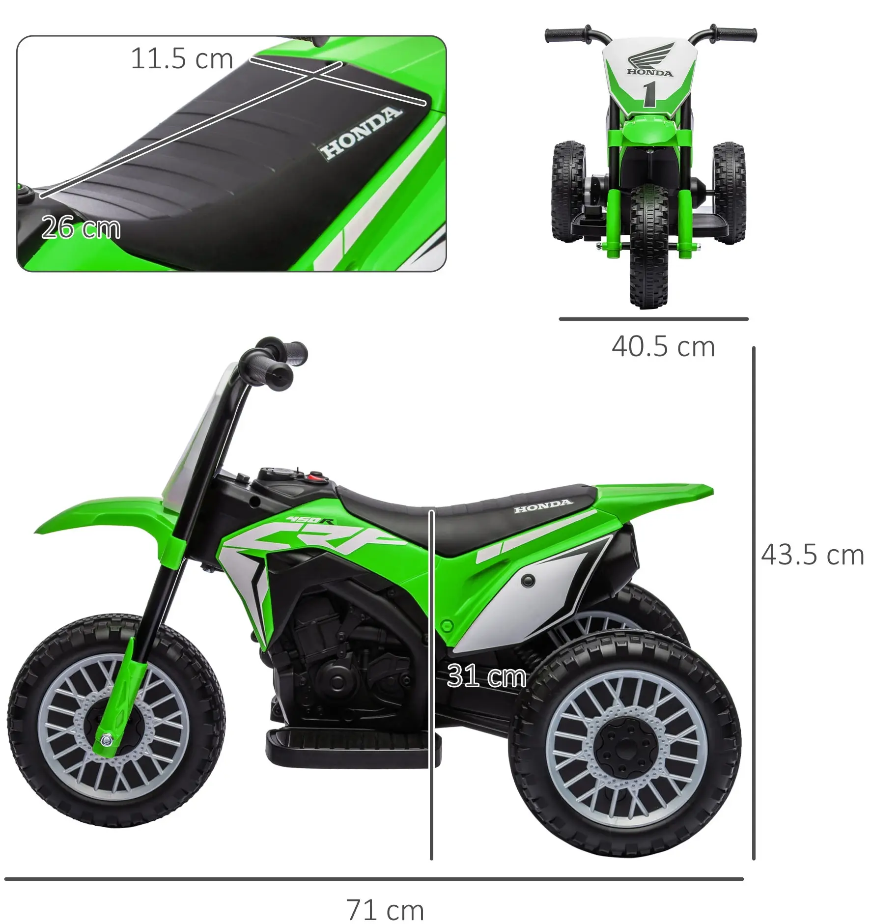 Motocicleta electrica Homcom 370-298V90GN (Green/White/Black) - 5