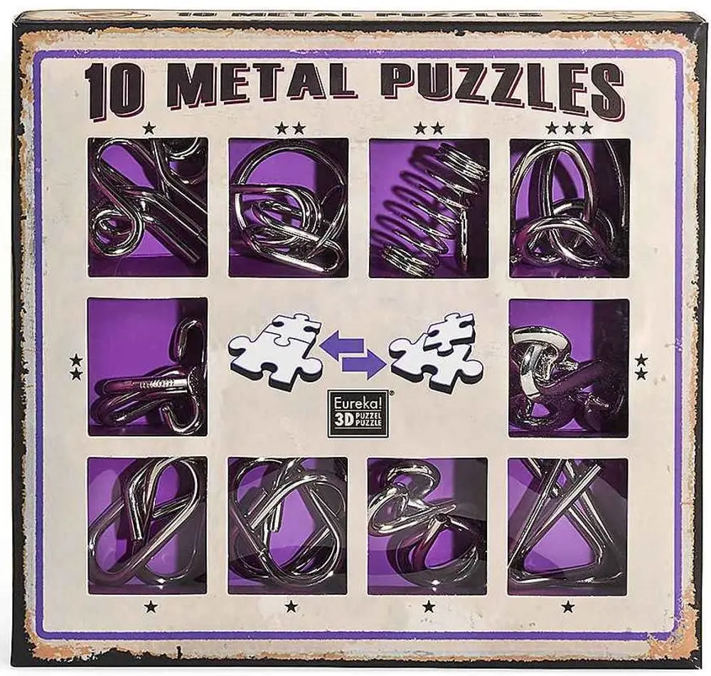 Set jocuri pentru dezvoltare Eureka 10 Metal Puzzles Purple Set