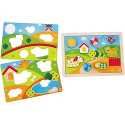 Puzzle 3in1 Hape Sunny Valley Puzzle E1601