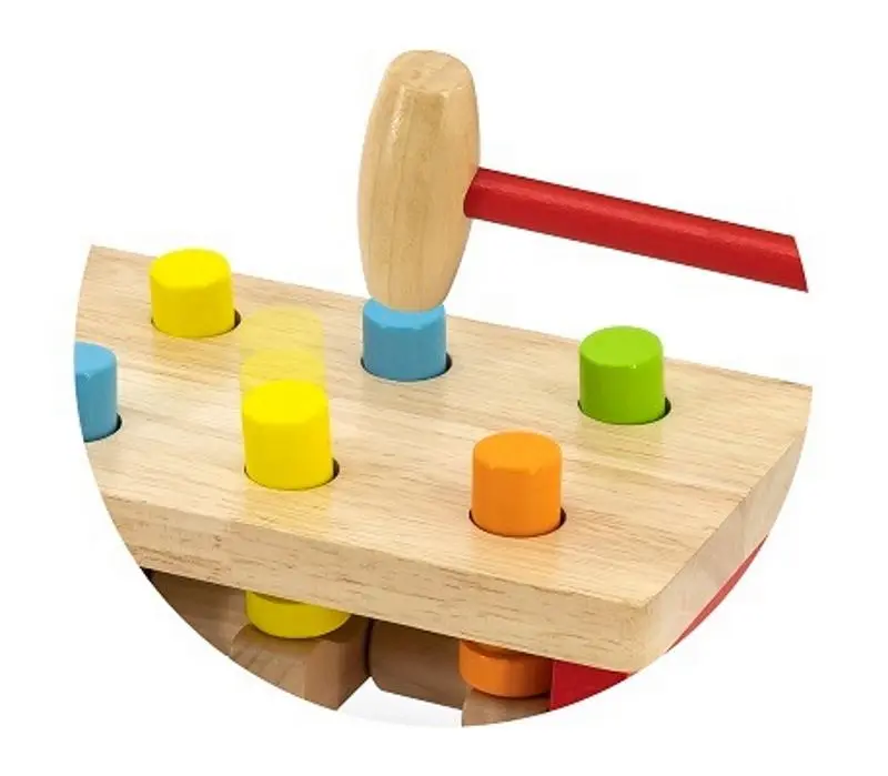Sortator cu ciocan Viga Toys Pound a Peg 59719 (Red/Wood)