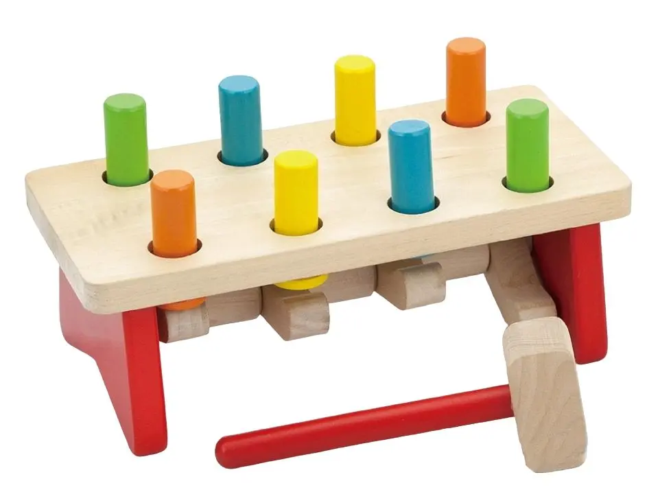 Sortator cu ciocan Viga Toys Pound a Peg 59719 (Red/Wood)