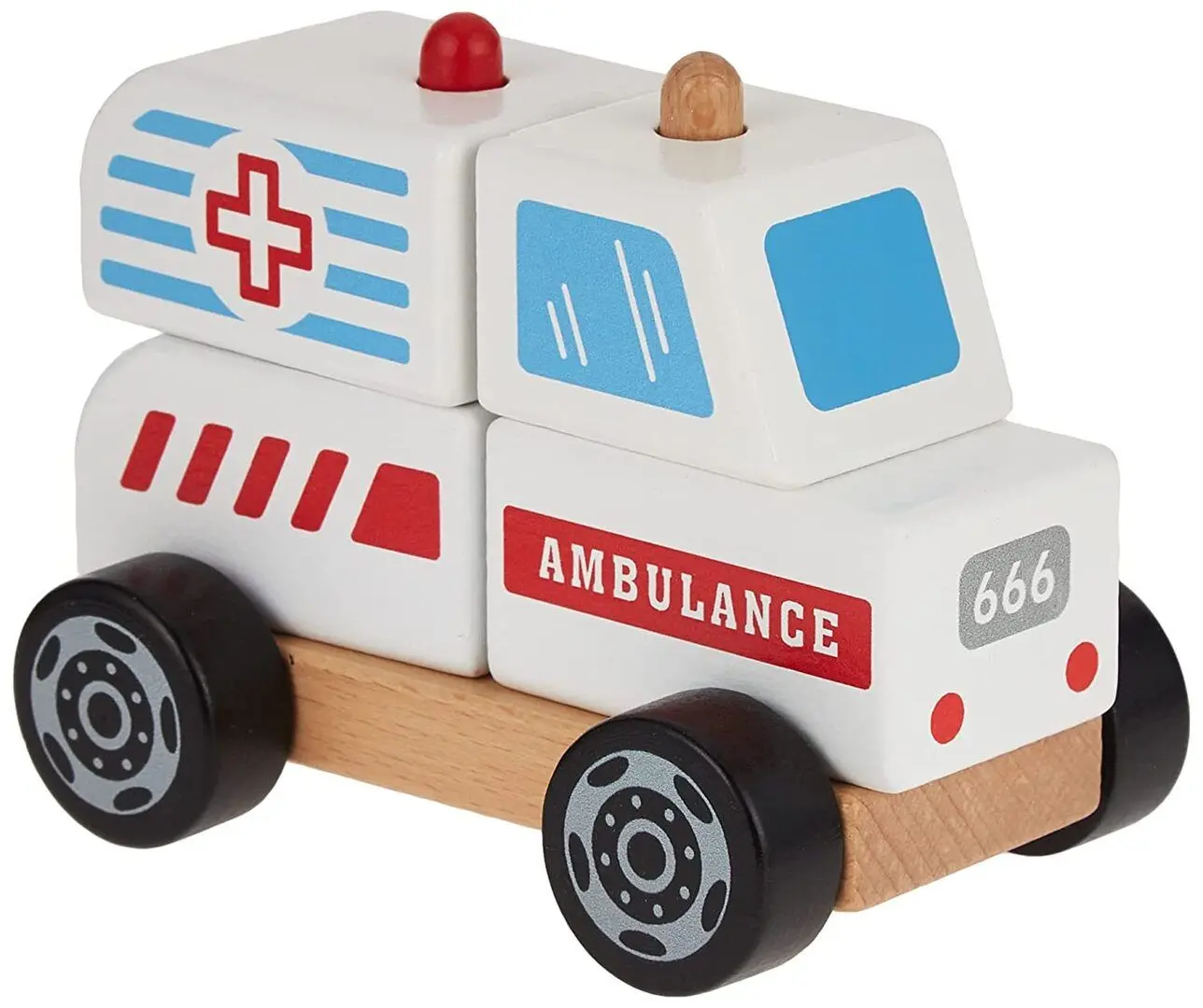 Constructor de blocuri Viga Toys Stacking Ambulance 50204