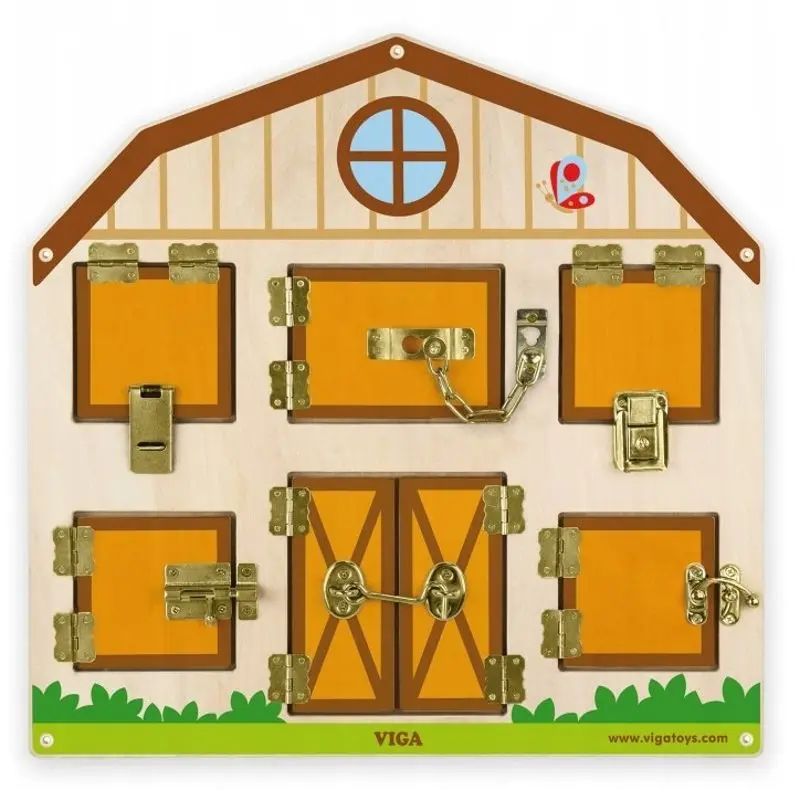 Tabla de dezvoltare de perete Viga Toys Open The Lock (Brown)