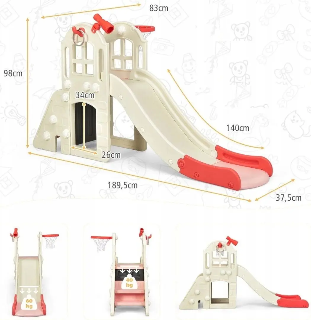 Детская горка Costway TS10024PI (White/Pink)