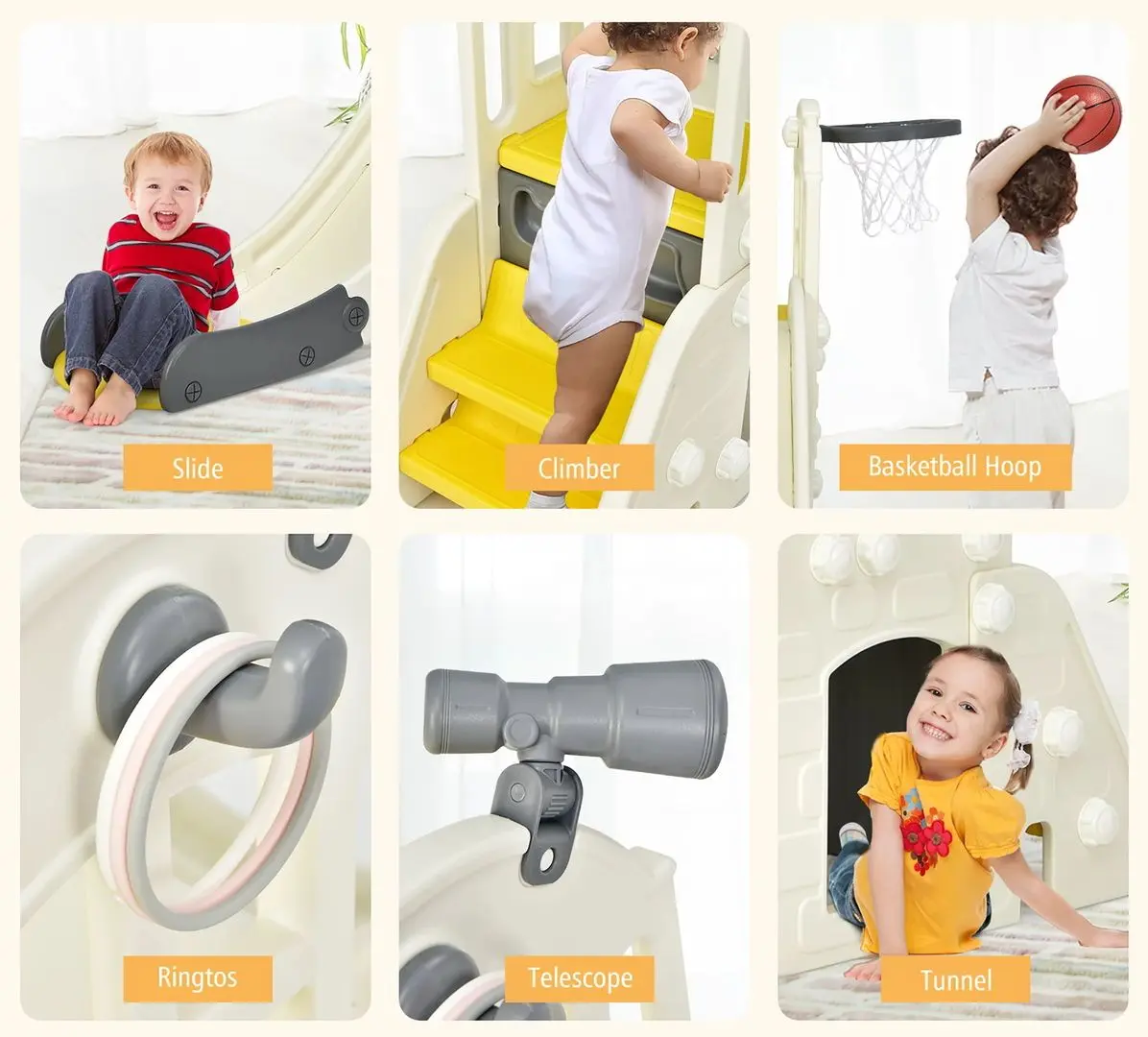 Детская горка Costway TS10024YW (Beige/Grey)