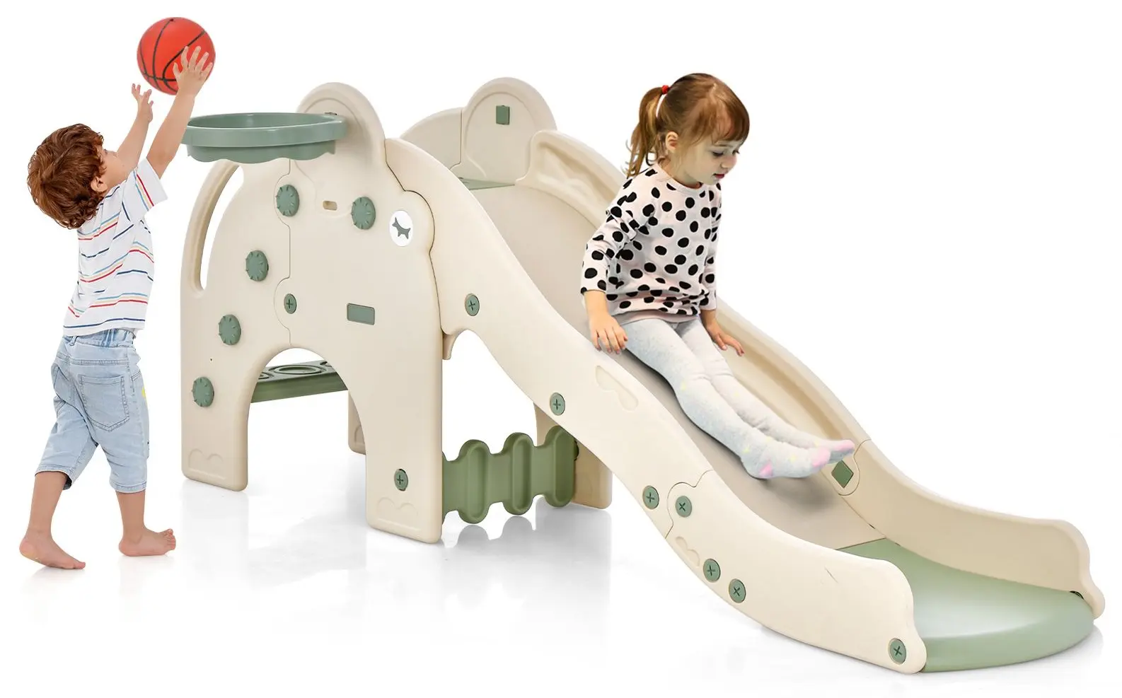 Детская горка Costway TS10105GN (White/Green)