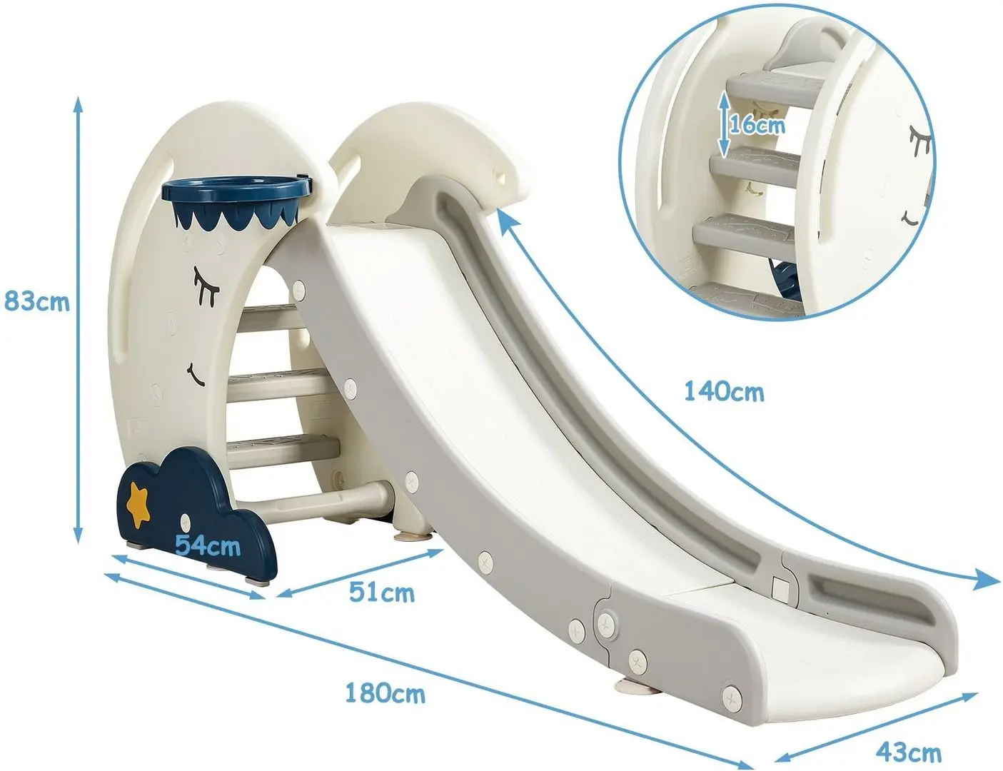 Детская горка Costway TY327946 (White/Blue) - 7