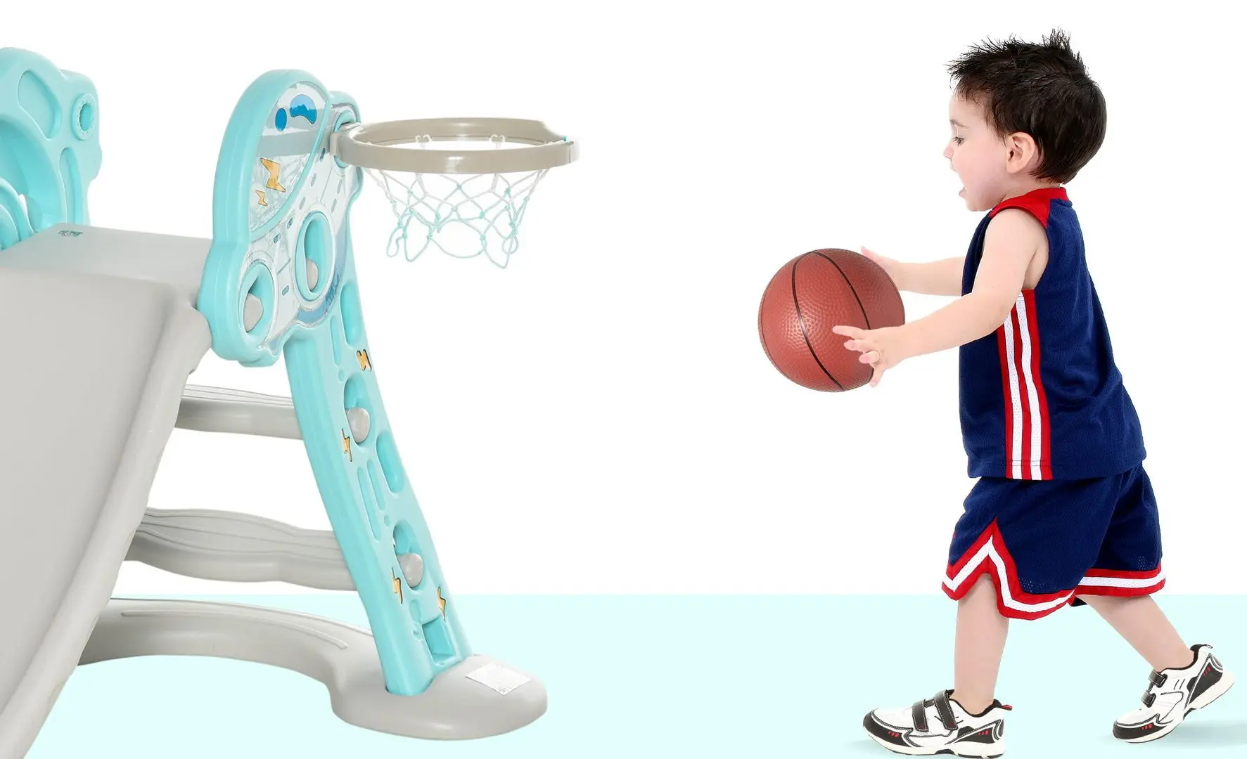 Детская горка складная Homcom 331-009V01 (Blue/Grey)