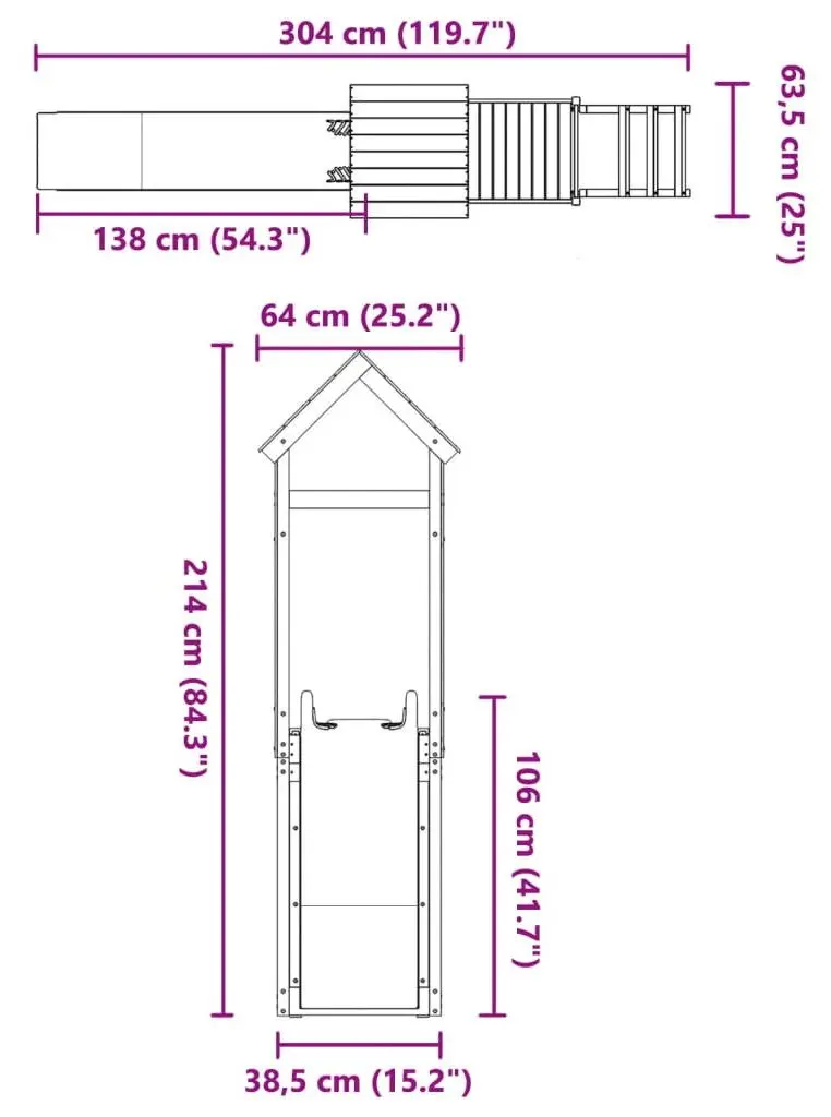 Tobogan pentru copii VidaXL 3155865 (Blue/Natural) - 7