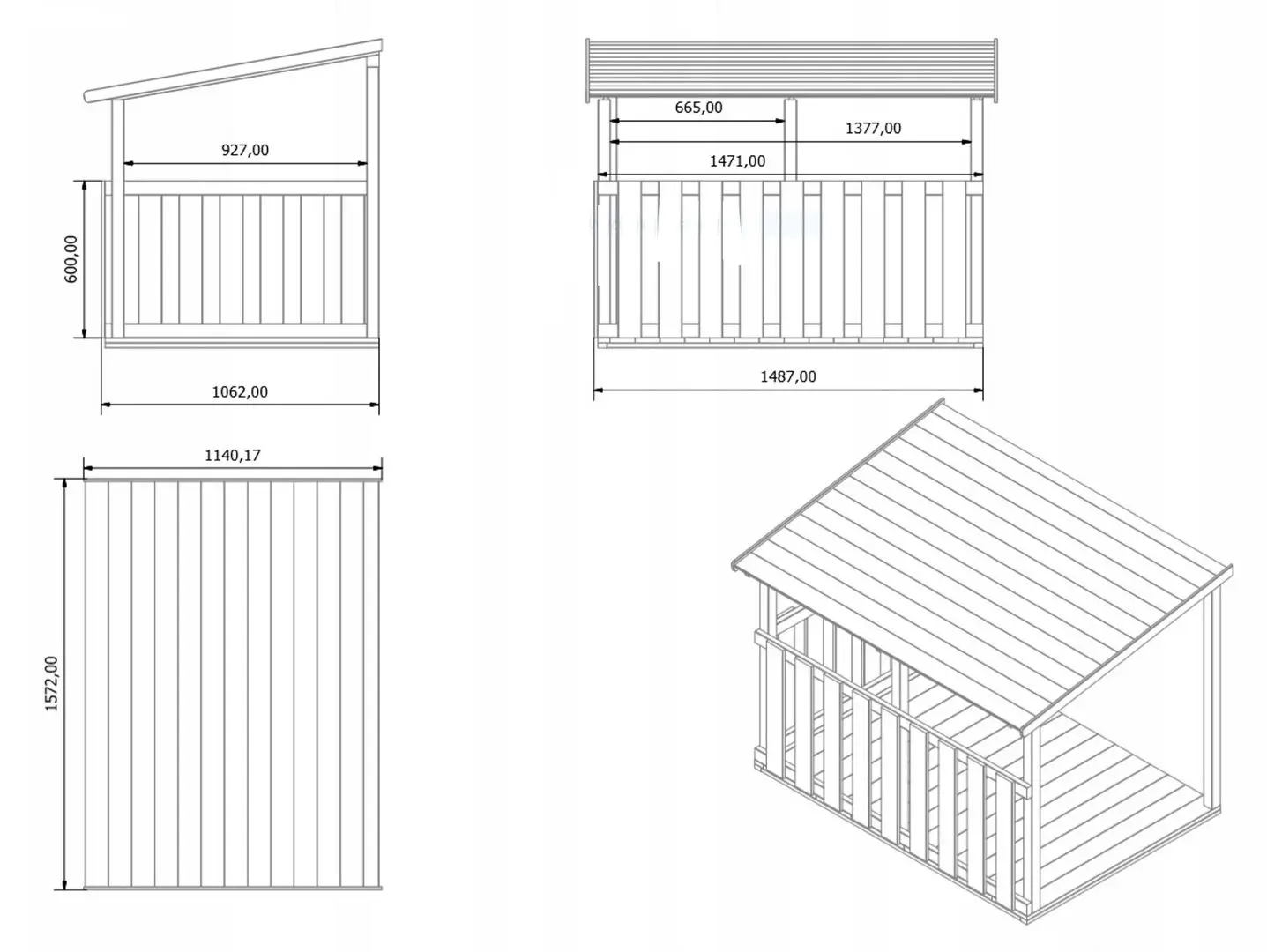 Garaj cu podea pentru casuta din lemn Blanka 4iQ Dom000092 (Wood)