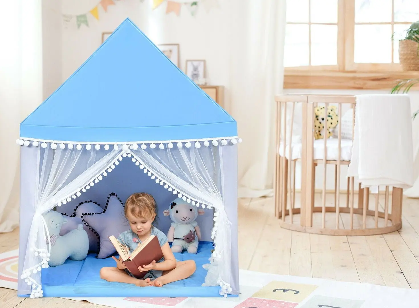 Cort pentru copii Costway HW67015BL (Blue)