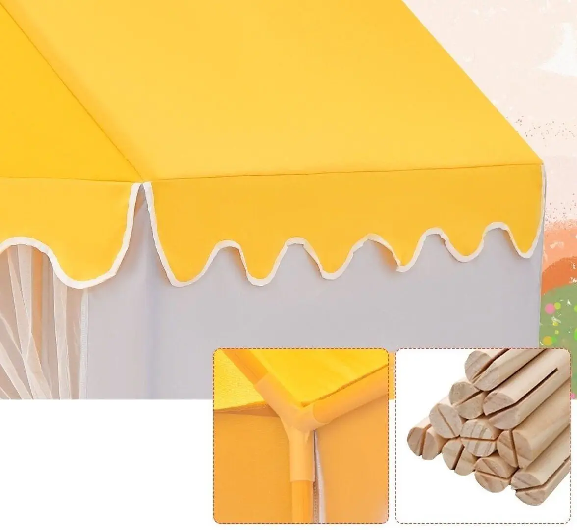 Cort pentru copii Costway HW67016YW (Yellow/Grey)