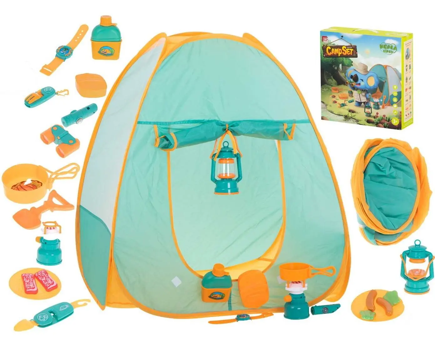 Cort pentru copii + set camping Ikonka B39017866 (Turquoise/Orange) - 3