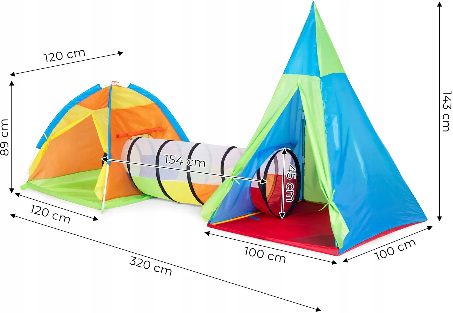 Set corturi cu tunel 3in1 iPlay 2402 (Multicolor)
