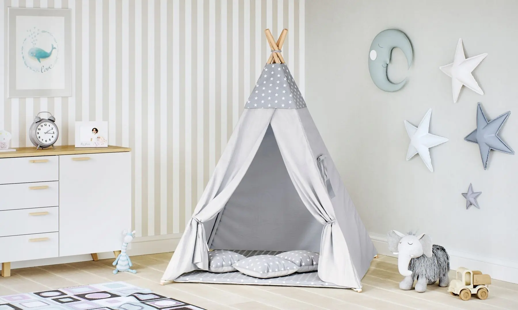 Cort pentru copii Iso Trade 8703 (Gray Stars) - 3