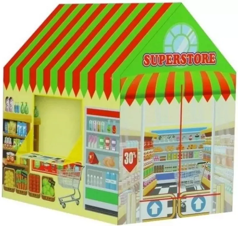 Игровая палатка LeanToys Supermarket 3674 (Green/Red)