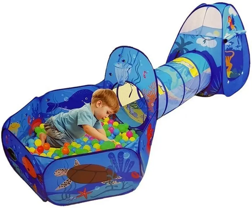 Complex de joaca LeanToys Tunnel Tent Dry Pool (Blue)