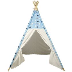 Cort pentru copii LeanToys Indian Tepee (White/Blue)