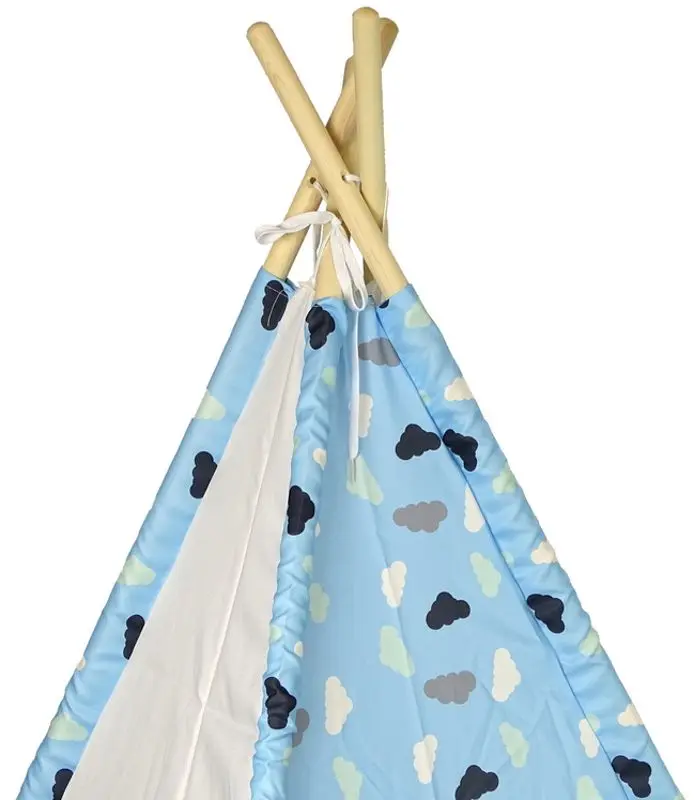 Палатка детская LeanToys Indian Tepee (White/Blue) - 4