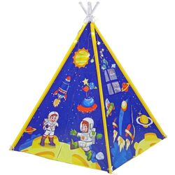 Cort pentru copii LeanToys Space Rockets Stars (Blue/Yellow)