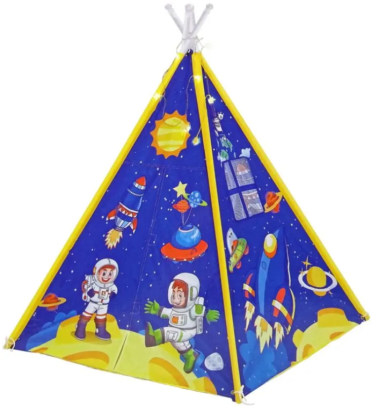 Палатка детская LeanToys Space Rockets Stars (Blue/Yellow)