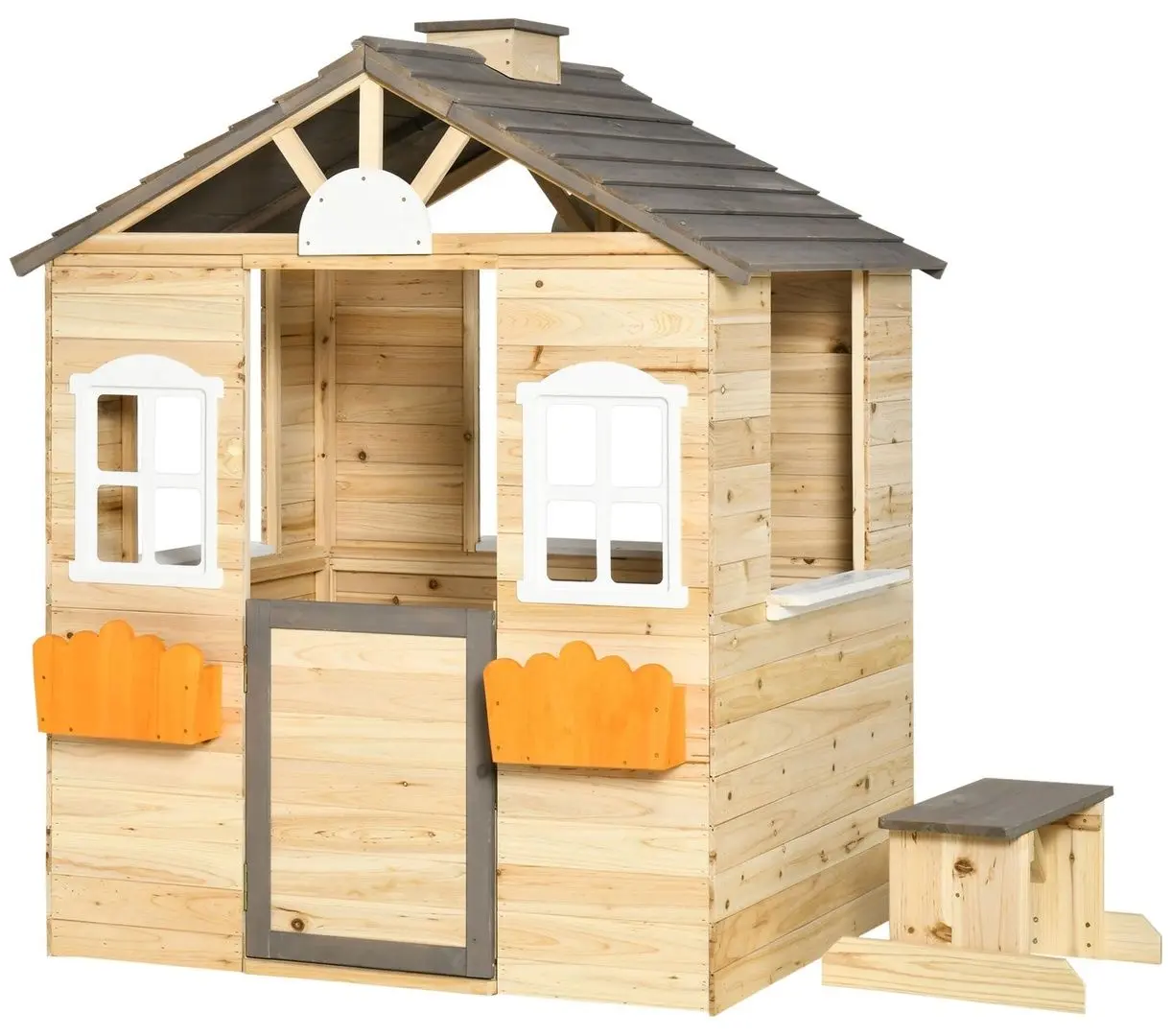 Casuta pentru joaca Outsunny 345-024 (Natural) - 2