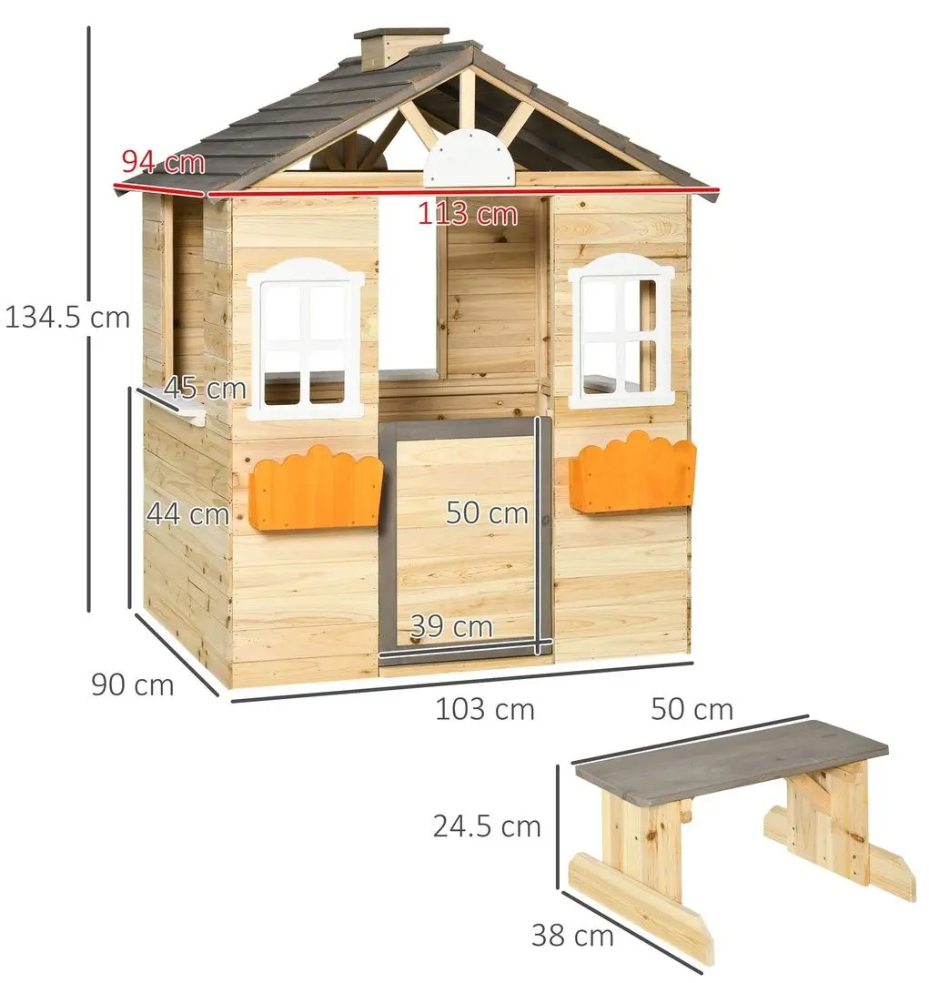 Casuta pentru joaca Outsunny 345-024 (Natural) - 3