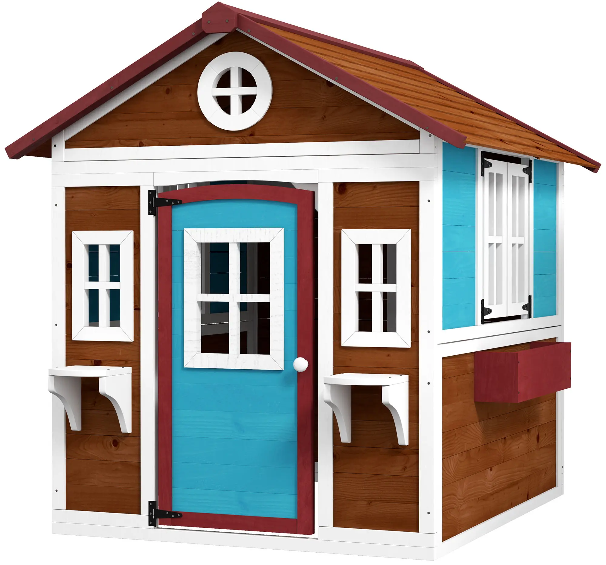 Casuta pentru joaca Outsunny 345-027V00DR (Brown/Blue/White) - 2