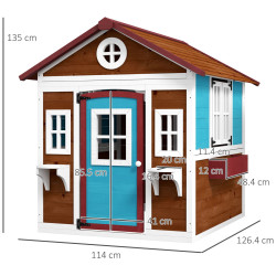 Casuta pentru joaca Outsunny 345-027V00DR (Brown/Blue/White) Thumb
