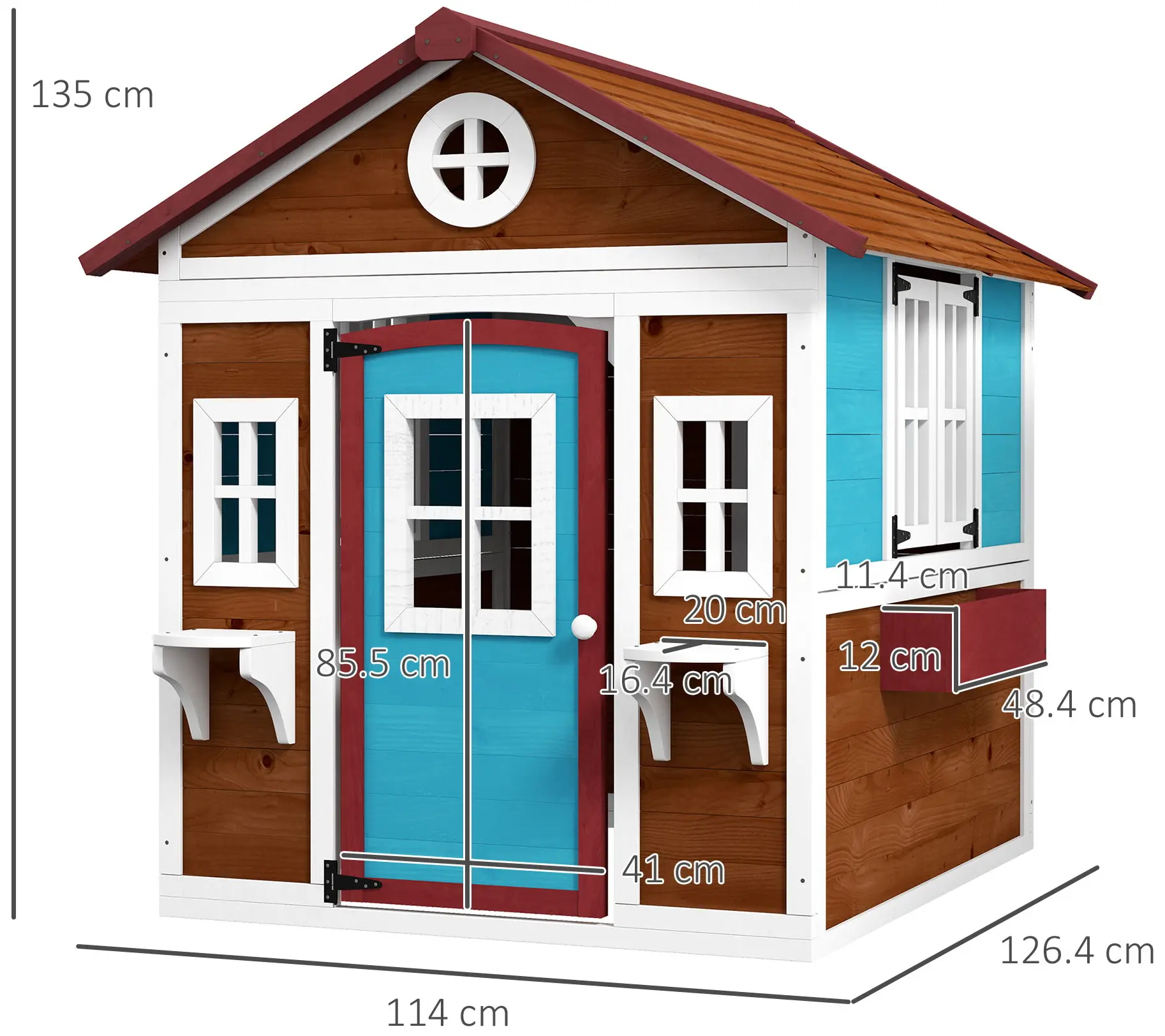 Casuta pentru joaca Outsunny 345-027V00DR (Brown/Blue/White) - 3