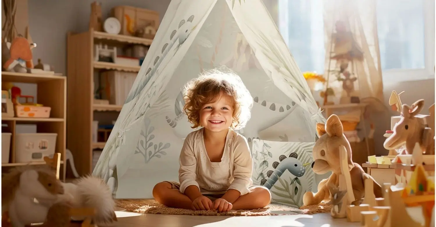 Cort pentru copii Ricokids Nukido Dino (Biege)