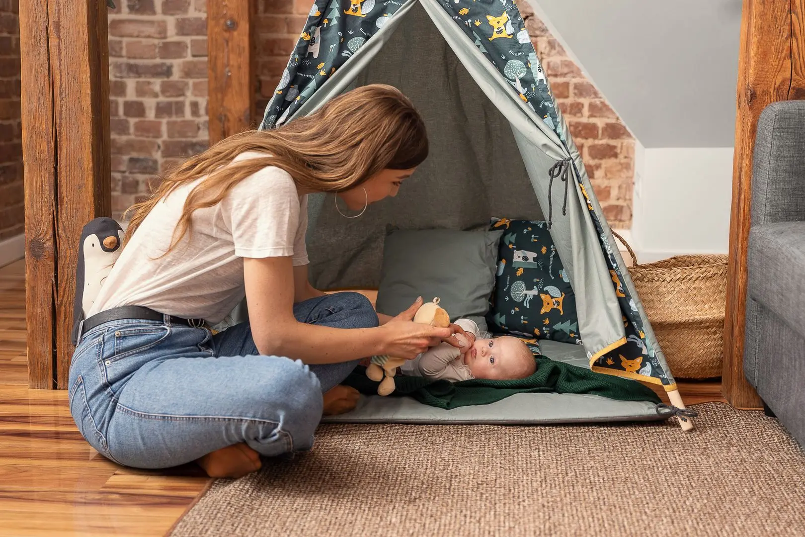 Cort pentru copii Sensillo Teepee Tent (Green)